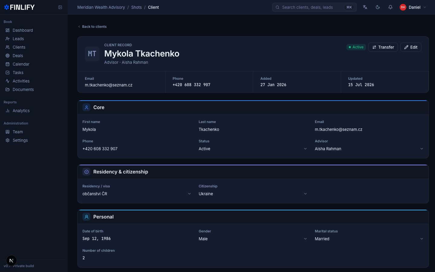 finlify client record
