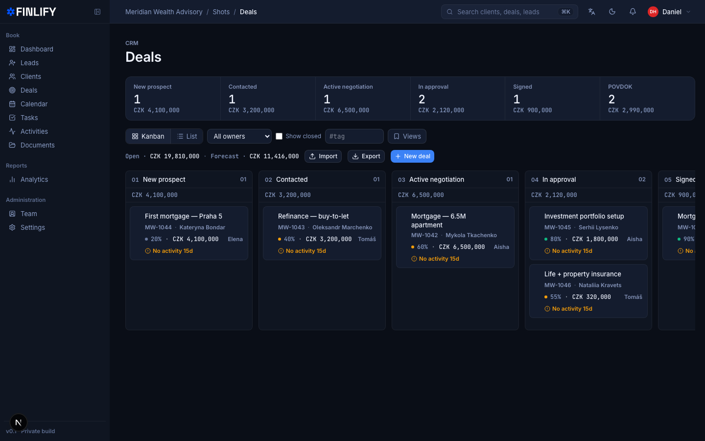 finlify deals pipeline